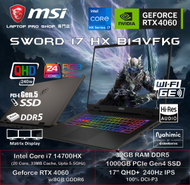 MSI - [14th HX] Sword 17 HX B14VFKG (i7-14700HX/ RTX4060/ 17" QHD+ 240Hz) 手提電腦