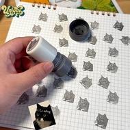(Unique) 2Pcs Creative Small Cat Sign In Punch Stamp Kawaii Cartoon Cat Stamp Diary Decoration Craft