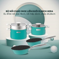 Elmich Hera Seamless Stainless Steel Pot Set size 18, Steamer 22 Pans 20, Pan 26cm