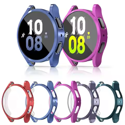 Case for samsung Galaxy watch 4/5/6 44mm 40mm TPU Plated all-around bumper cover Screen protector Ga
