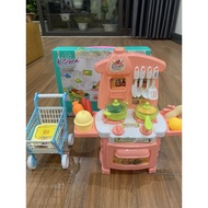 Kitchen Cooking Toy Set - Cooking Kitchen Set With Supermarket Trolley