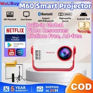 M60 Portable Projector 4K Home Cinema Android10 Projector Portable 1080P Dual WiFi Bluetooth Large S