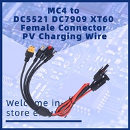 4 in 1 Solar Panel Extension Cable 1M 30A MC4 to DC5521 DC7909 XT60 Female Connector PV Charging Wir