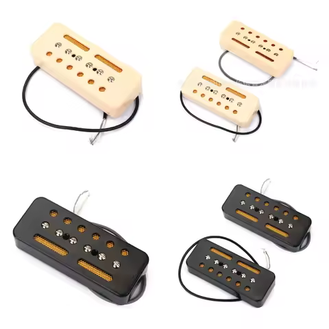 2Pcs Cream/black Single Coil Soap Bar pickups For P-90 P90 LP Gb Electric Guitar Parts 50mm / 52mm H