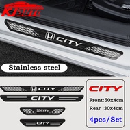 4pcs Honda City Car Stainless Steel Threshold Strip Car Door Sill Metal Welcome Pedal Auto Decorativ