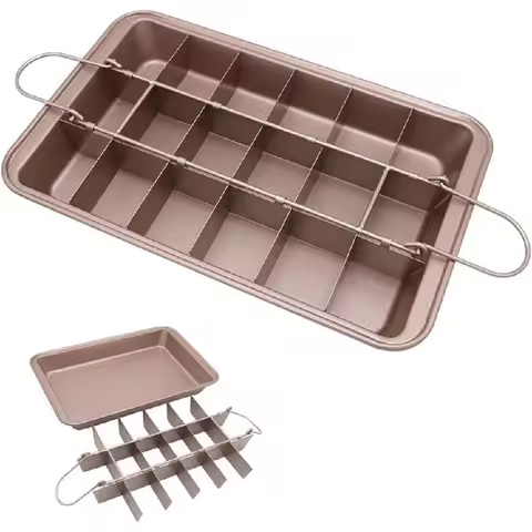 18 Grids Stainless Steel Loaf Pan Brownie Cake Pan With Dividers Non Stick Square Muffin Pan for Bak