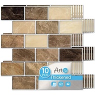 Art3d Peel and Stick White with Silver Grout Wall Tiles – 10-Pack of 12 x12 Thickened Design Backspl