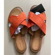 FOREVER 21 Slippers Size 39 Foot Length 24.5-25 cm Cross-Style Brick Orange Beautiful Color Drive Yo