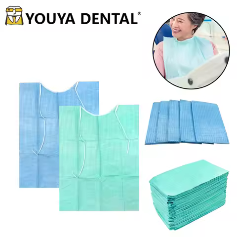 100pcs Dental Materials Dental Disposable Clean Pad Waterproof Medical Paper Neckerchief Dental Blue