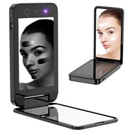 Compact UV Mirror with UV Camera for Sunscreen Test, 4 Inch Rechargable Travel Mirror Handheld Doubl