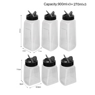 6Pcs 900/270ml Clear Spice Container Bottle Portable Dual Outlet Pepper Shaker Salt Seasoning Jar BB