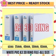 A3 3D WHITE PVC RING FILE-ALL SIZE/ 3D RING/A3 File / Ring File /FILE PUTIH/A3
