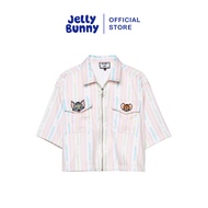 JELLY BUNNY เสื้อเชิ้ตทรงครอปแต่งซิป PASTEL TOM&JERRY STRIPE รุ่น B25SARL007