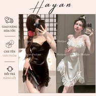 HT38 sexy lady's lace nightgown with PADDING, 2s silk pajamas with thigh slit and sexy backless HT38