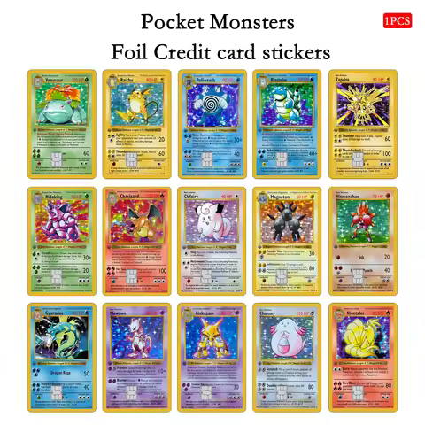 Pocket Monsters foil Credit Card Skin Stickers PTCG Charizard Mewtwo for VISA Bank Card Trending Car