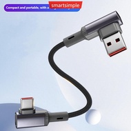 SMARTSIMPLE 15cm/25cm/50cm 66W Short Elbow USB C Cable USB A To Type C Fast Charging Cable Power Ban