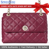 Kate Spade Handbag In Gift Box Crossbody Bag Natalia Medium Flap Shoulder Bag Blackberry Magenta Purple Red # WKRU7076