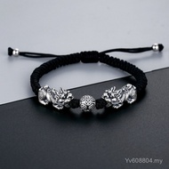 999 New Chinese Style Handmade Hand Rope Lucky Gift Chinese Style High-End Feel Pure Silver Bracelet