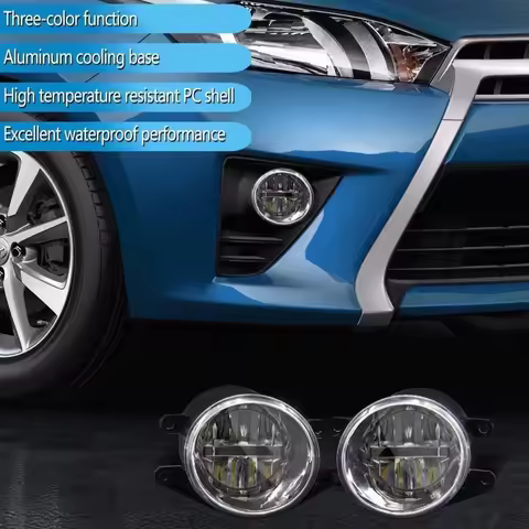 FOR TOYOTA RAV4 FORTUNER 2021 Car Led Front Bumper Fog Lamp Switch Type Golden Light + Dazzling Whit