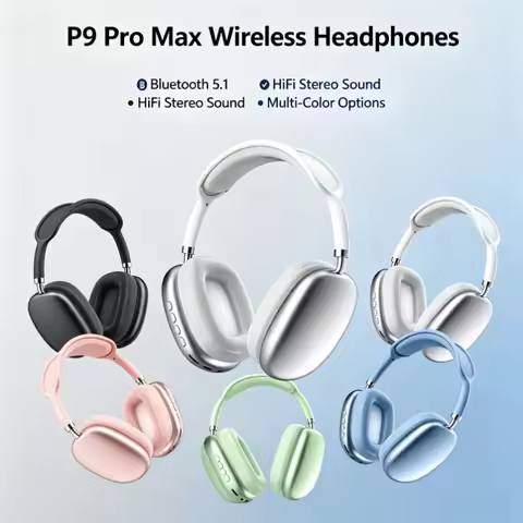 P9 Plus Max Overhead Wireless Bluetooth Earphones Noise-Canceling Long Standby Card-Slot Large Cushi