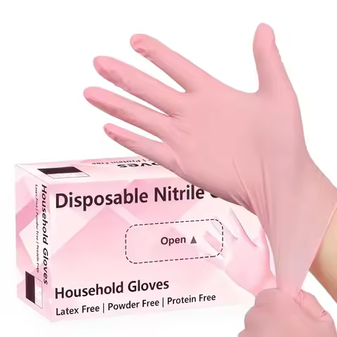 Disposable Light Pink Nitrile Gloves Disposable Cleaning Gloves Kitchen Hairdressing Manicure Dishwa