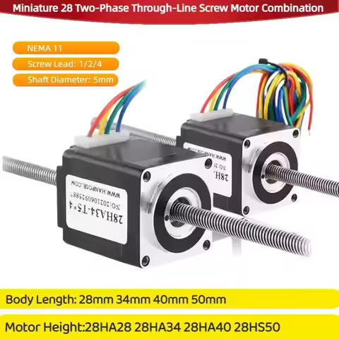Miniature 28 linear through-screw reciprocating stepper motors 28HA28 28HA34 38HA40 28HA50 NEMA 11 l