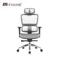 irocks T07 人體工學椅/傾仰21度/高彈力網布/4D/五星椅腳/黑/四級氣壓棒/琥珀白