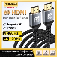 HDMI 2.1 Cable 8K@60Hz 48Gbps Nylon Braid Male Audio HDR eARC For Laptop PC Projector HDTV PS5 PS4 G