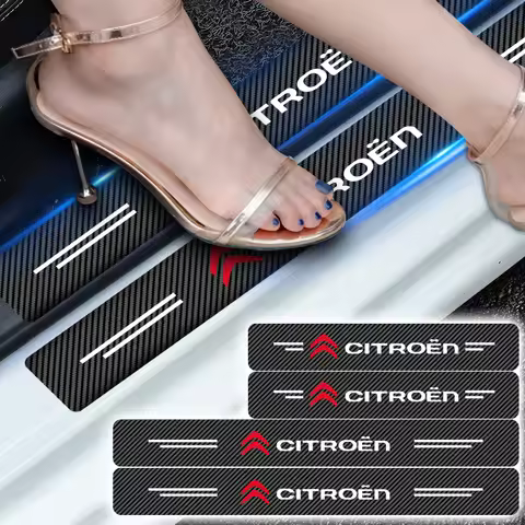 4pc Carbon fiber threshold sticker for cars Pedal protection sticker For Citroen C2 C4 C1 C3 C5 Berl