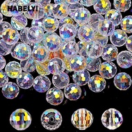 HABELYI Round Crystal Glass Beads, Crystal AB Round Glass Beads, DIY Jewelry Making Faceted 10MM Iri