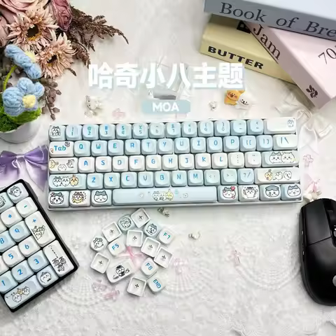 Cute Kawaii Chiikawa Hachiware Keycaps MOA Profile PBT Dye Sub Anime for Mechanical Keyboard Mad Cat