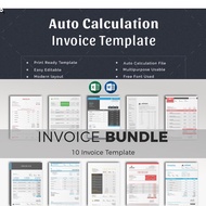 Auto Calculation 10 Sets Invoice Template Auto Calculation Microsoft Excel Microsoft Word | Template