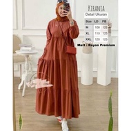 Batik Usman - Kirania Dress / Midi Dress Ruffle / gamis ruffle / Gamis Polos putih Bahan rayon Adem 