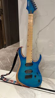 電結他七線 Brand New Blue Custom 7 string Electric Guitar (not Fender, Gibson, Jackson, LTD, ESP, PRS, Ibanez) with Rockbag guitar bag