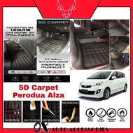 (AUTO 3pcs) 5D Carpet Perodua Alza 2009 - 2020 Pu Leather Car Floor Mat Carpet Carmat Karpet Kereta-