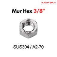 SS304 Nut 3/8 Stainless Steel Nut 3/8 Hex Nut 3/8 SUS304 / A2-70