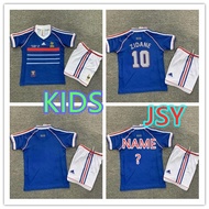 1998 Retro France home children’s football jersey set ZIDANE football jersey kids set