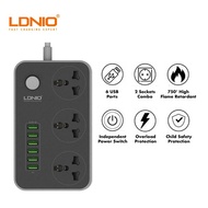 EXTENSION wayar + 3 AC PLUG + 6 USB port LDNIO Charger Power Socket SMART FAST charging ADAPTER SC36