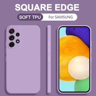 Macaron Candy Color Square Edge Flexible Phone Case for Samsung Galaxy S8 S9 Plus Note 8 9 A14 A34 A54 Full Cover Shockproof Casing Soft TPU Cover