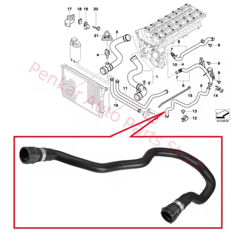 11531438634 Auxiliary water pump Hose For BMW E39 520i 523i 525i 528i 530i E38 728i 728Li M52 M54
