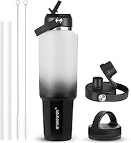 HYDROWION 40 oz Insulated Water Bottle, Car Water Bottle Holder - Double Wall Vacuum Insulated Trave