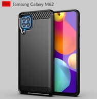 Carristo Samsung Galaxy M62 Back Case Cover Carbon Fiber Brushed TPU Silicone Soft Casing Phone Mobi