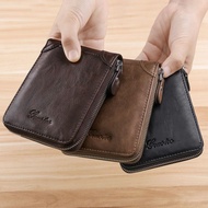 OH54 Dompet Kulit Asli Lelaki Dompet Zip Mini Dompet Kulit Lelaki Dompet Kulit Trendy Dompet Kecil D