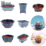 [Hot K] Chinese Style Bonsai Pots Breathable Stoneware Bonsai Pots With Holes Bonsai Training Flowerpot Ceramic Crafts