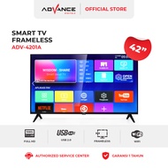 Advance ADV-4201A Smart TV Framless LED Televisi 42 inch Android Sistem Full HD DV3T2/C
