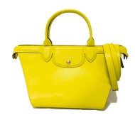 Longchamp Le Pliage Heritage 小牛皮兩用肩背包，附Logo，黃色，手提包 (1117813 020)