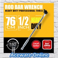 1/2 Drive 760MM Rod/Bar Breaker Bar Head Socket Wrench F-Handle Hand Tool with Strong Force Lever St