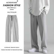 ACHSAWAKE Men's Pants Casual Korean Fashion Straight Leg Korean Pants Trend