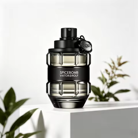 Viktor & Rolf Spicebomb Men EDP Perfume Gentle Spicy Jasmine Woody Scent Clear Faceted Glass Bottle 