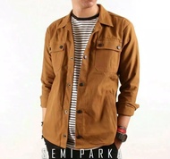 ZIGZAGGER Jaket Semi Parka Pria Jaket Kanvas Pria Kemeja Semi Parka Jaket Kemeja Cowok Kemeja Lengan